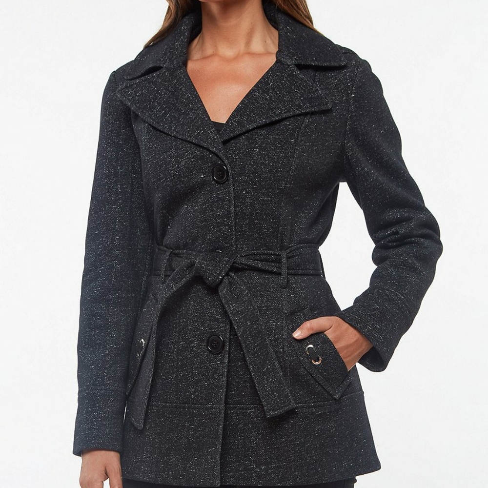 Jones New York Fleece Hooded Trench Coat